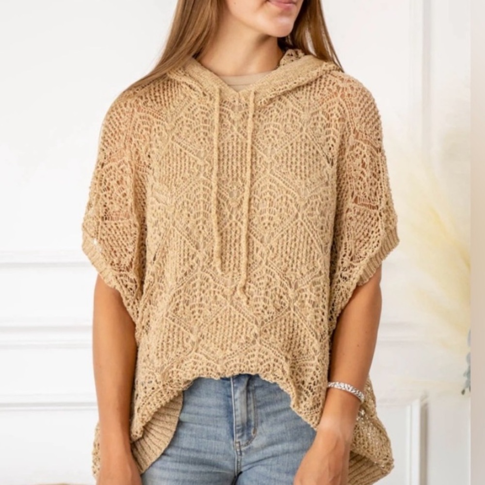 🟠NWT EASEL Oversized Island Oasis Hoodie in Natural SMALL